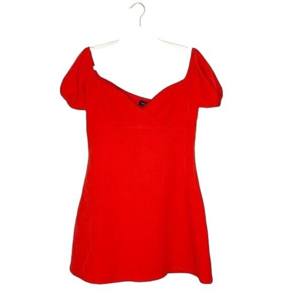 Majorelle Bridget Mini Dress Size Large Ruby Red Strapless Off the Shoulder - Picture 2 of 8